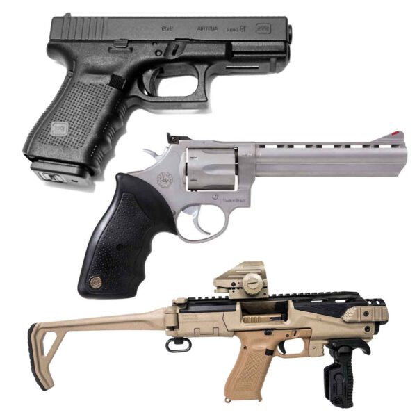 Glock 19 Gen 4 (50) | Taurus Revolver 689 (25) | KPOS Scout (24)